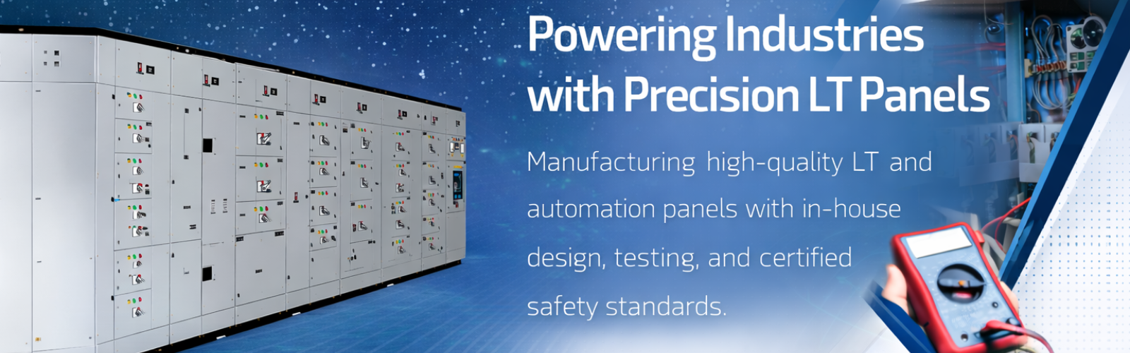 Industrial 3-phase electrical distribution panel with color-coded busbar system