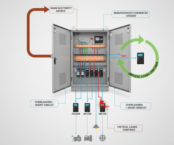 Diagram of an Electrical Panel with Selective Trip Logic for Critical Loads Three Phase Electric Company