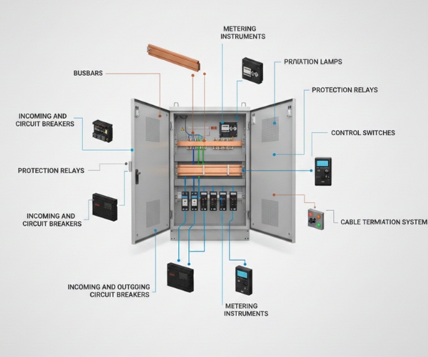 Industrial Electrical Panel Diagram Illustrating Selective Fault Tripping Logic