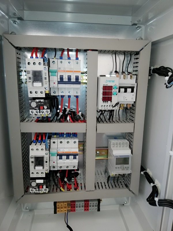 Compact Industrial Electrical Control Panel with Integrated Digital Metering Three Phase Electric Company