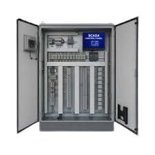 Open SCADA automation control panel with monitoring screen by Three Phase Electric Company.